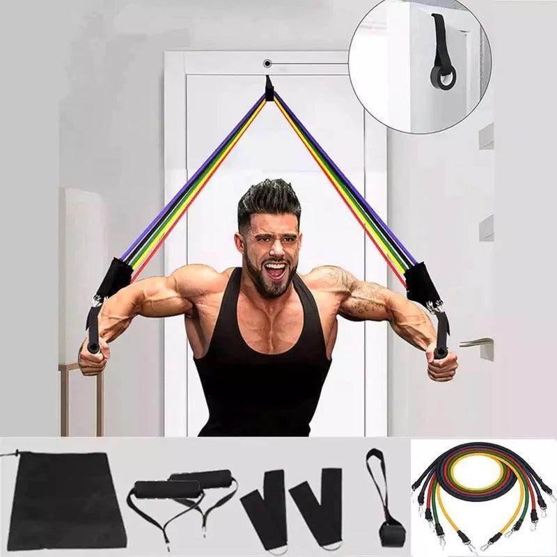 Kit Elásticos Extensores 11 Peças Exercícios Musculação Yoga